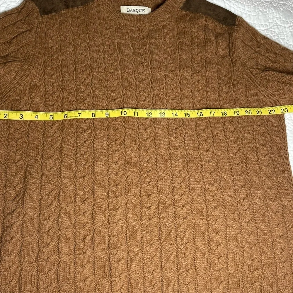 Barque Men’s Camel Brown Cable Knit Wool Blend Sweater Size L